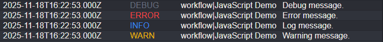 Console log levels.